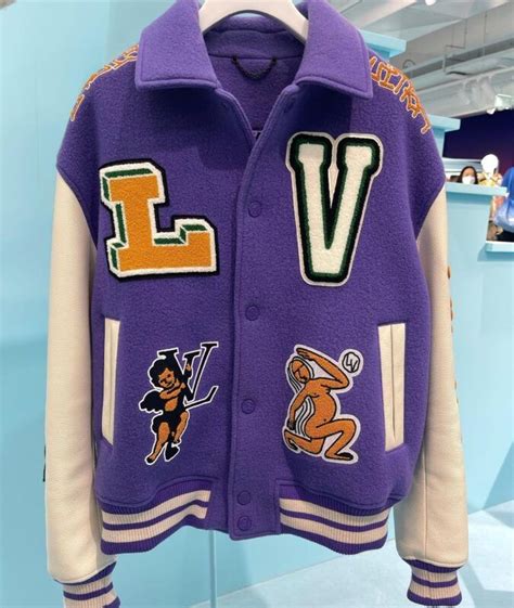 louis vuitton varsity jacket light blue|Louis Vuitton embroidered varsity jacket.